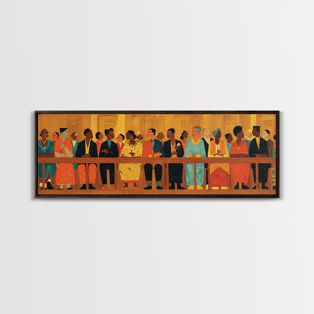 Elegant African Community Gathering Wall Art, Black Culture Canvas Print, Afrocentric Decor, Juneteenth Home Decor Meaningful Gift