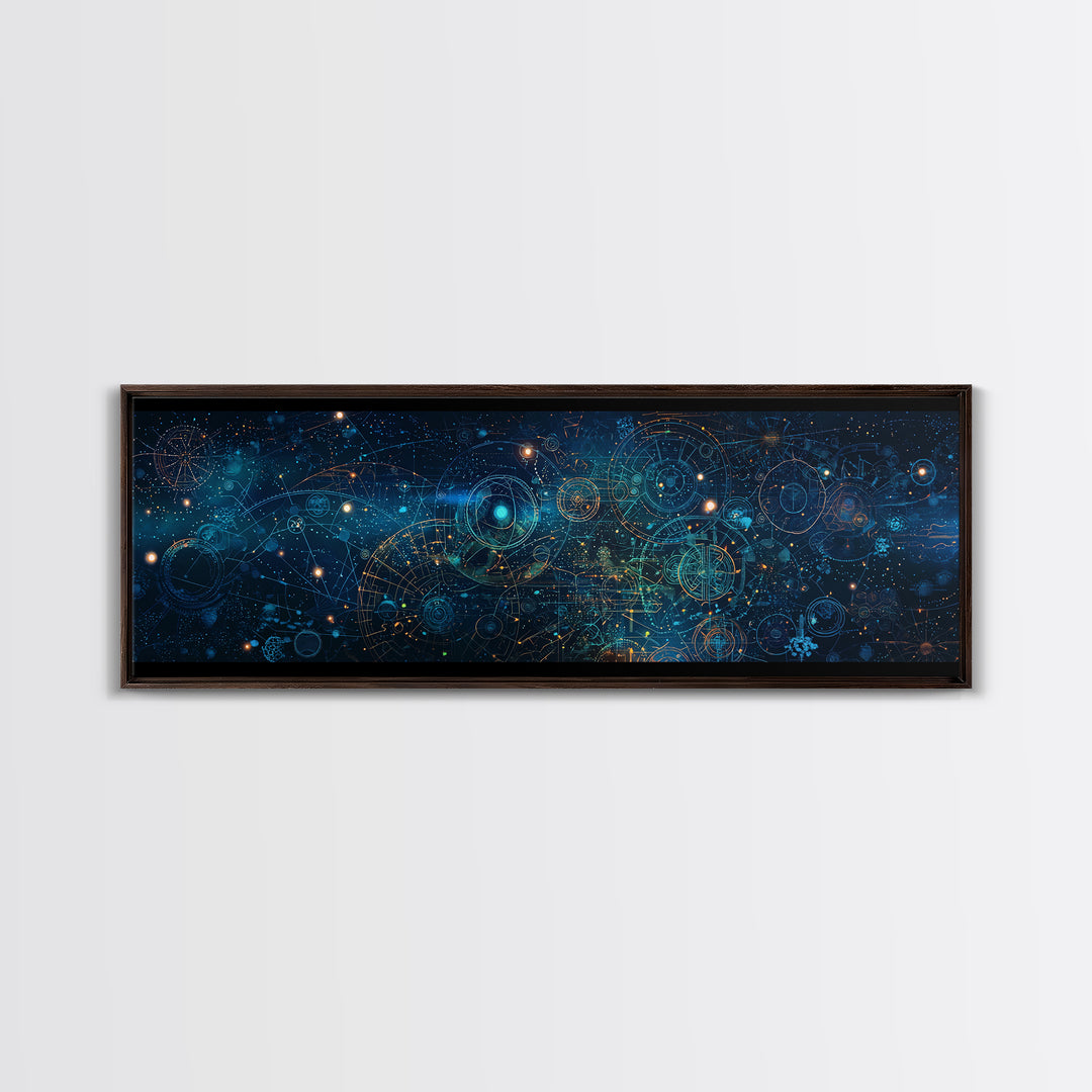 Blue Cosmic Star Map Canvas Print, Abstract Wall Art, Modern Office Decor, Digital Art Inspired Space Home Decor, Housewarming Gift