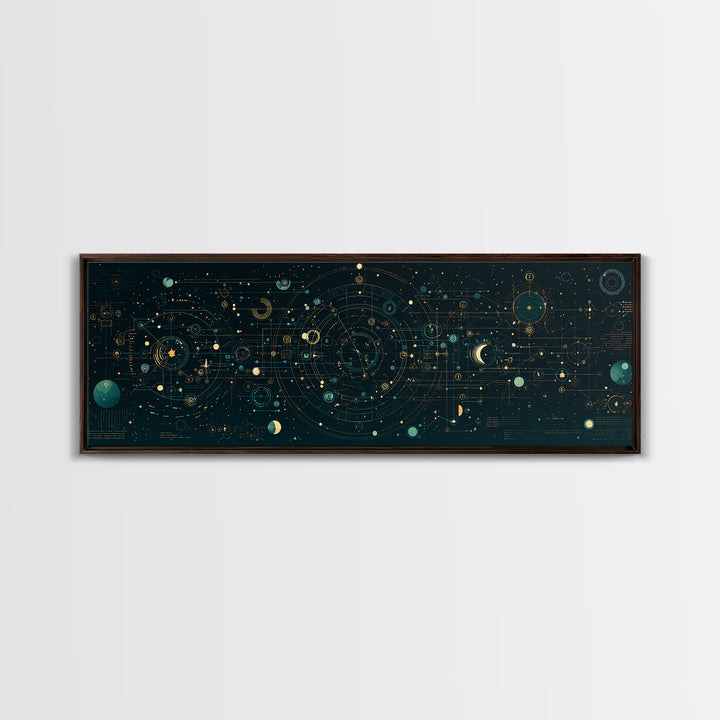 Teal Celestial Astrology Map Canvas Print, Geometric Wall Art, Mystical Wall Decor, Modern Abstract Art, Unique Canvas Art