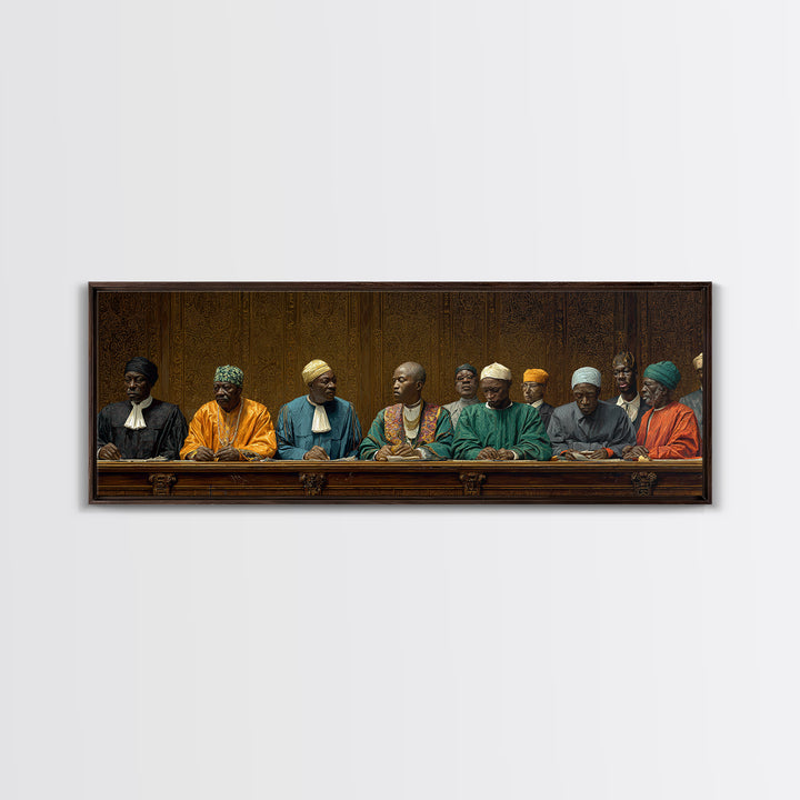 African Elders Tribunal Portrait Wall Art, African American Art, Black Culture Art, Cultural Wall Decor, Statement Canvas Print