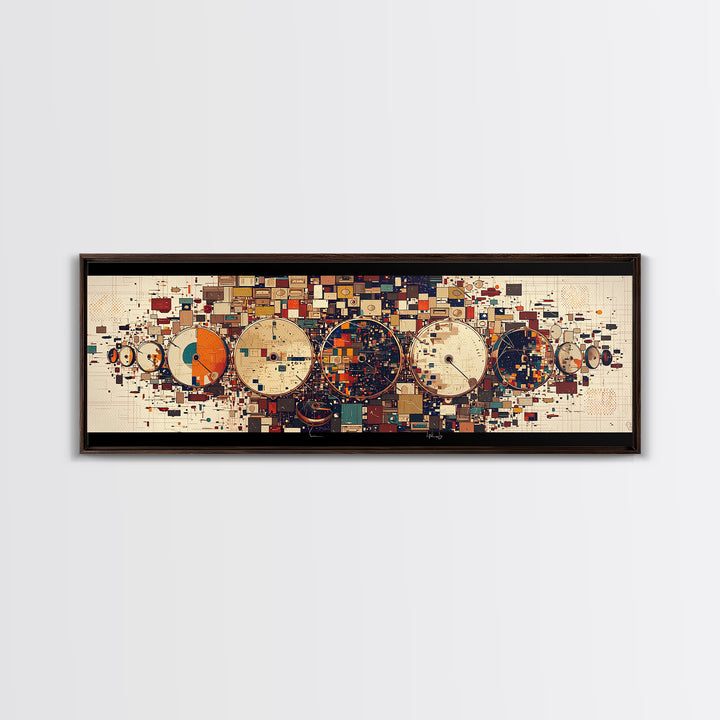 Geometric Orbit Circles In Navy Orange And Cream Wall Art, Abstract Canvas Print, Modern Office Decor, Statement Wall Decor