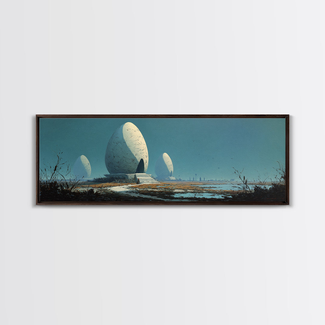 Surreal White Dome Landscape Wall Art, Sci Fi Canvas Print, Modern Wall Decor, Nature Scene Art, Unique Home Decor Gift, Poster