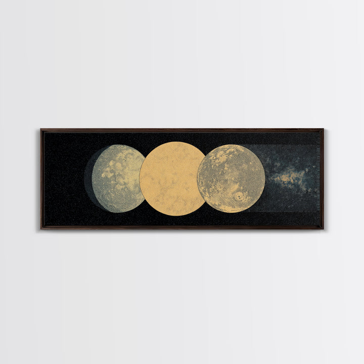Triple Moon Texture Canvas Print, Minimalist Wall Art, Beige Wall Art, Black Art Print, Dreamy Wall Art, Bedroom Decor Gift