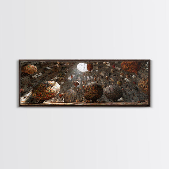 Floating Tribal Spheres Cave Wall Art, Afrofuturism Decor, African Abstract Art Print, Statement Gallery Living Room Decor