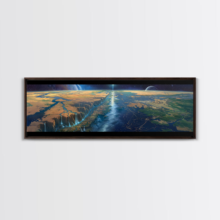 Futuristic African Continent Horizon Canvas Print, Afrofuturism Decor, Large Wall Art, Modern Landscape For Office Living Room Decor