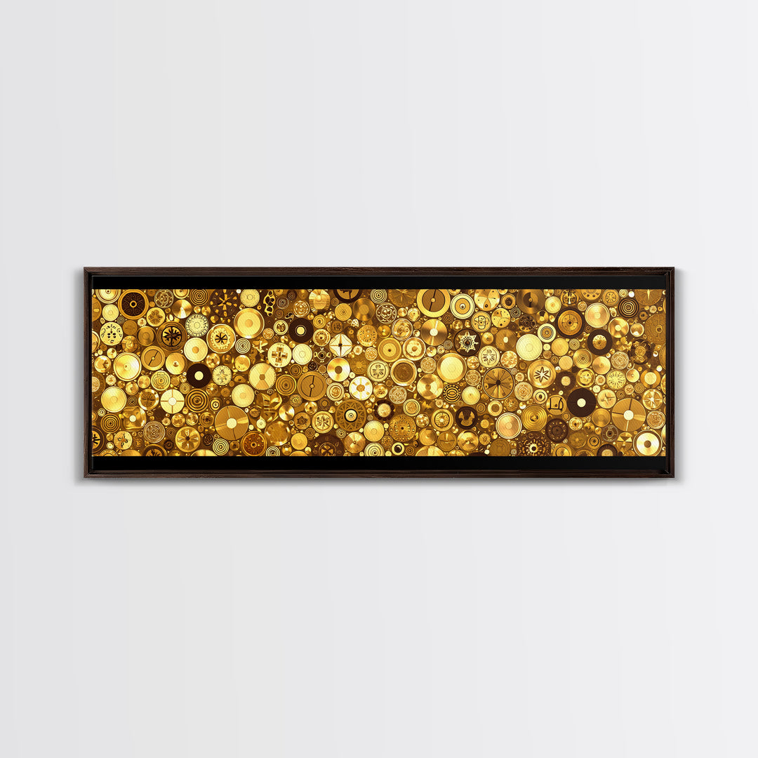 Gold Coin Mosaic Circles Wall Art African Abstract Art Print Luxury Canvas Decor Modern Geometric Wall Decor For Elegant Home