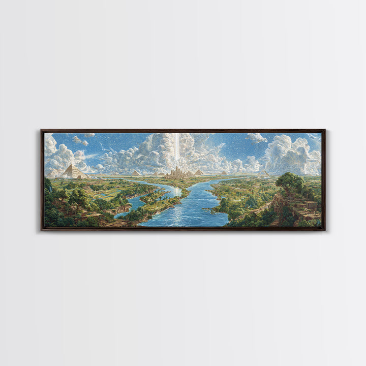 Ancient Nile River Pyramids Landscape Canvas Print, Egyptian African Wall Art, Safari Decor, Cultural History Home Decor