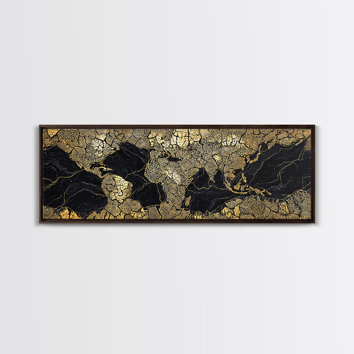Black And Gold Africa World Map Canvas Print, African Wall Art, Luxury Office Decor, Travel Poster, Modern Home Decor Gift