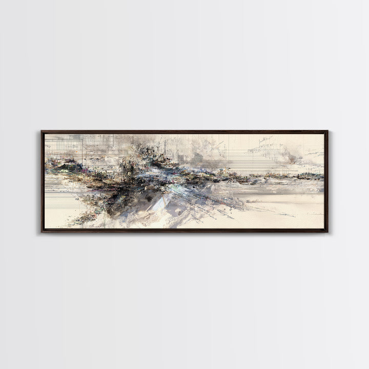 Neutral Ink Architectural Abstract Wall Art, Modern Canvas Art, Beige Wall Art, Office Decor, Contemporary Gallery Print