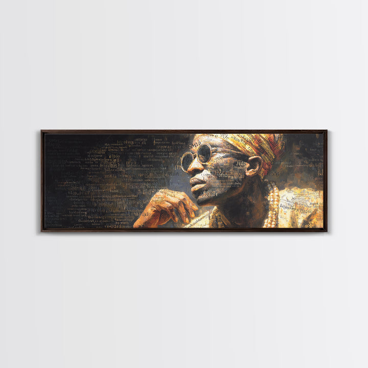 Regal Elder In Sunglasses And Headwrap Canvas Print, African Portrait, Black Wall Art, Afrocentric Decor, Cultural Gift For Home