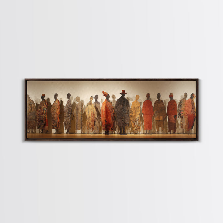 Textured African Figures In Gallery Canvas Print, Modern African Art, Ethnic Wall Decor, Cultural Home Decor, Large Wall Art