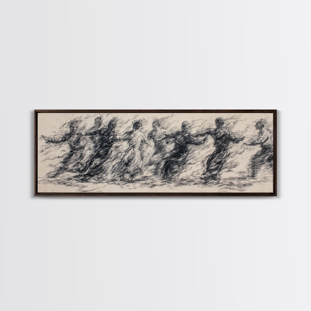 Smoky Charcoal Figures In Motion Wall Art, Abstract African Art Print, Minimalist Black Decor, Contemporary Gallery Piece