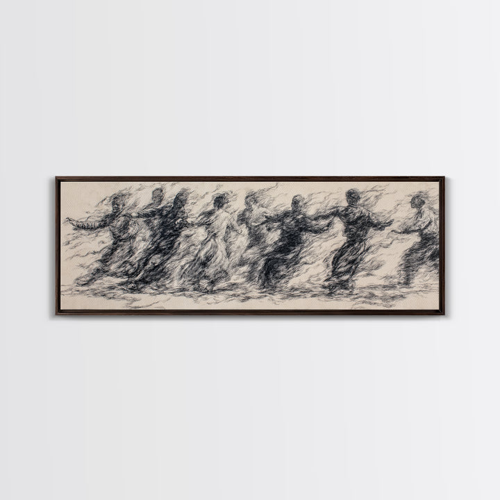 Smoky Charcoal Figures In Motion Wall Art, Abstract African Art Print, Minimalist Black Decor, Contemporary Gallery Piece