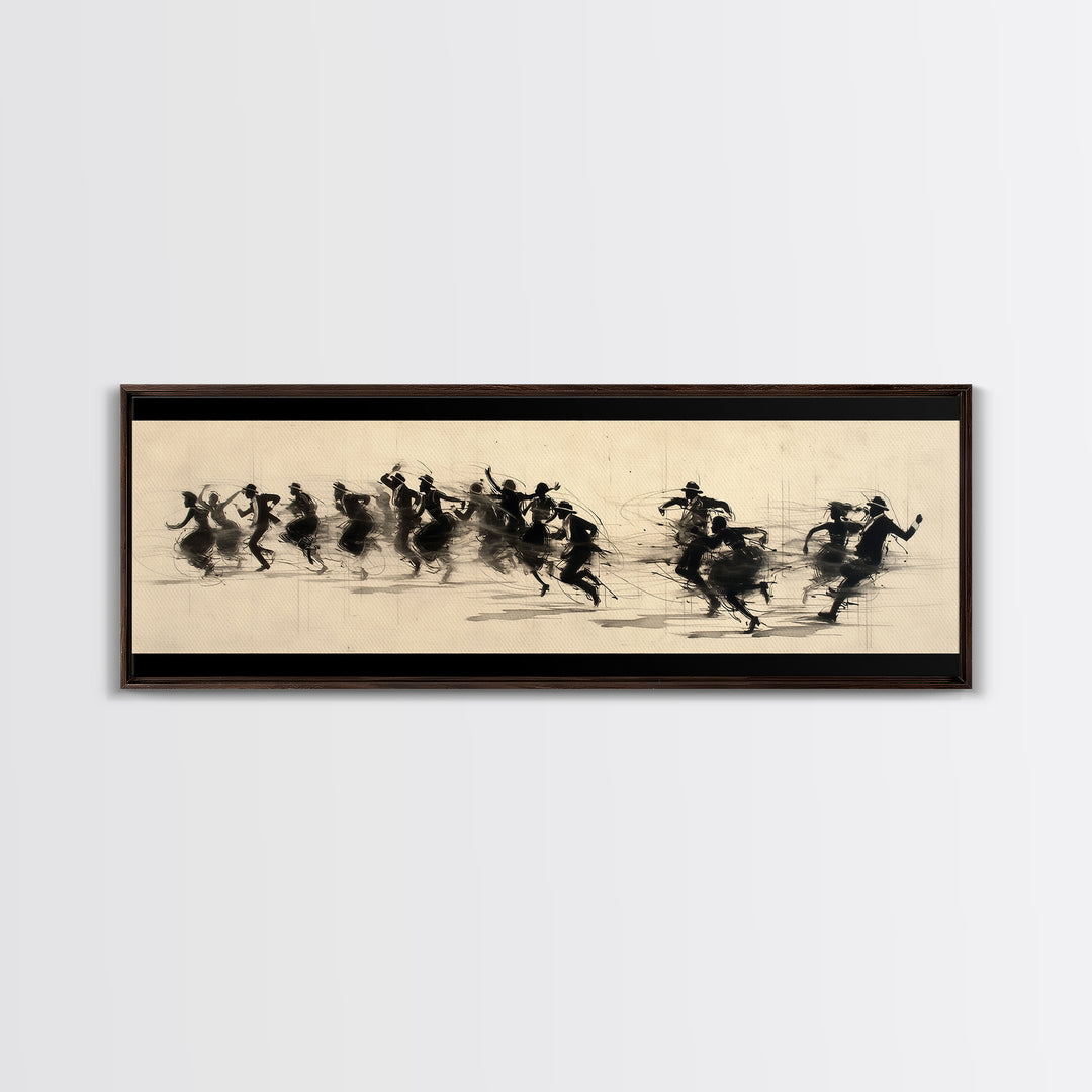 Sepia Polo Riders Racing Across Field Wall Art, African Safari Art, Dynamic Sports Canvas Print, Rustic Living Room Decor