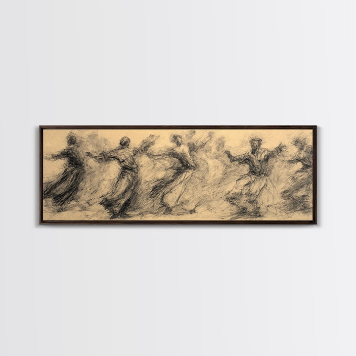 Flowing Traditional Dancers In Sepia Wall Art, African Women Art, Cultural Canvas Print, Boho Ethnic Home Decor Gift For Her