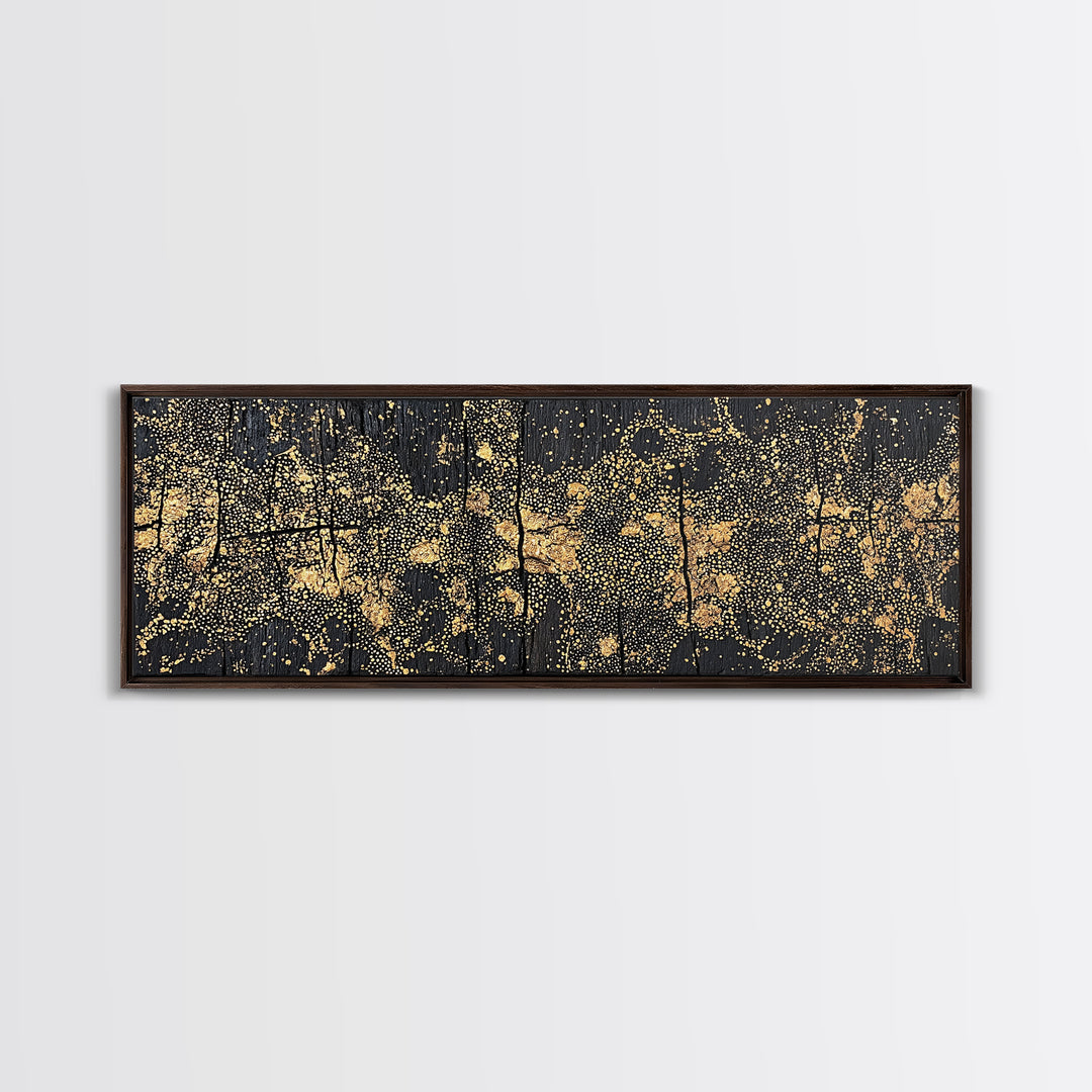 Gold Dot World Map Abstract Wall Art, African Travel Canvas Print, Black And Gold Design, Luxury Office Decor Gift For Him