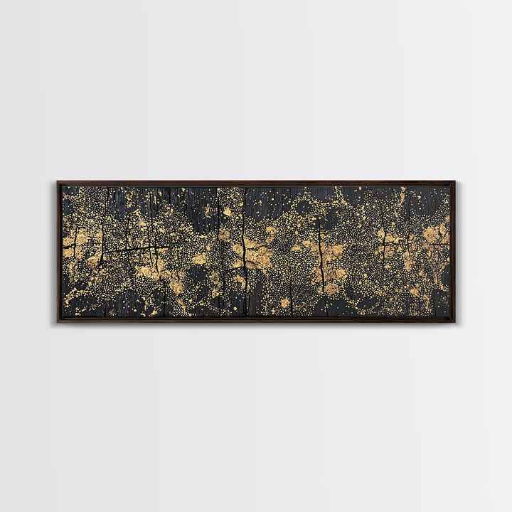 Gold Dot World Map Abstract Wall Art, African Travel Canvas Print, Black And Gold Design, Luxury Office Decor Gift For Him