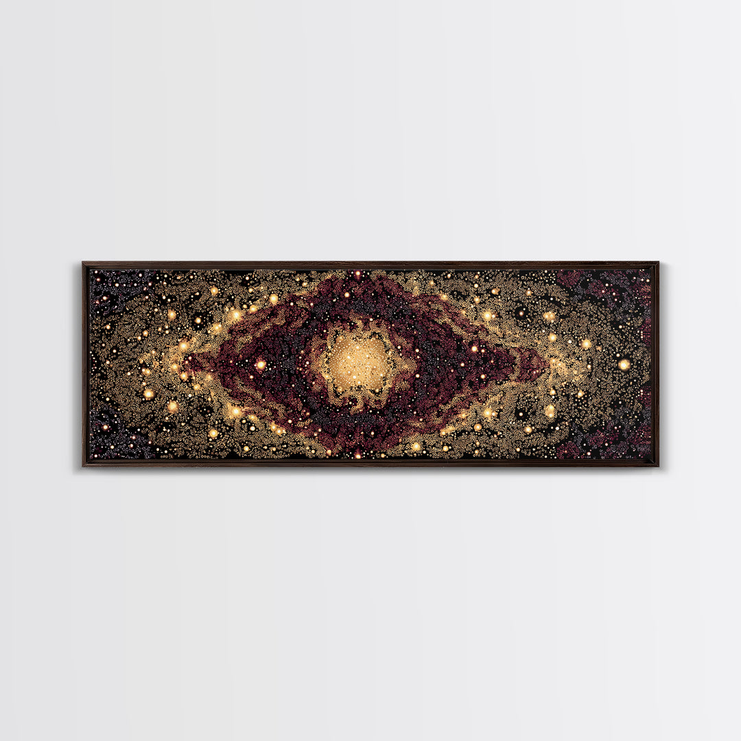 Golden Cosmic Eye Galaxy With Starlit Orbit Wall Art, Black And Gold Abstract Art, Spiritual Decor, Mystical Canvas Print