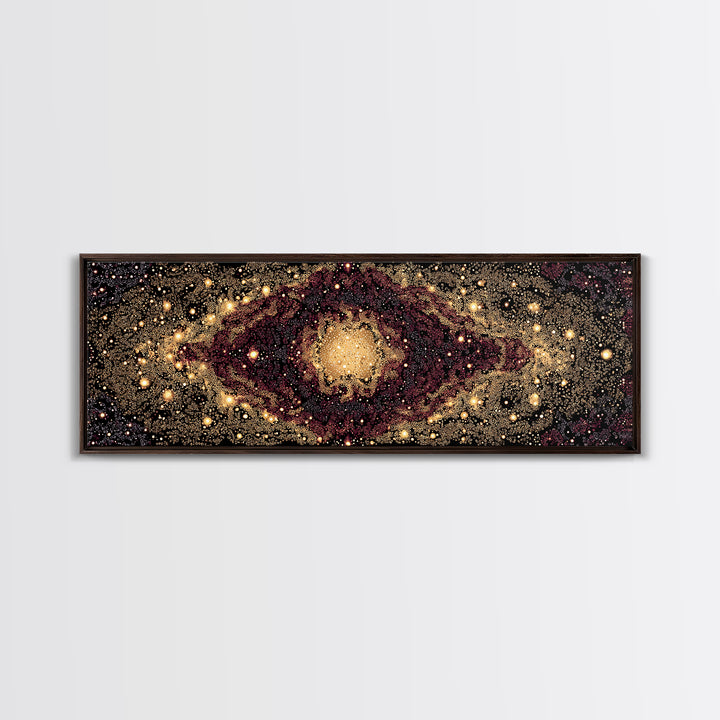 Golden Cosmic Eye Galaxy With Starlit Orbit Wall Art, Black And Gold Abstract Art, Spiritual Decor, Mystical Canvas Print