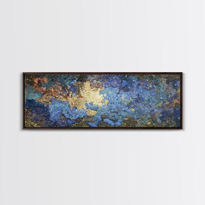 Blue Gold Textured Abstract Wall Art, Modern African Inspired Canvas Decor, Earth Tone Art Print For Office Or Bedroom Decor