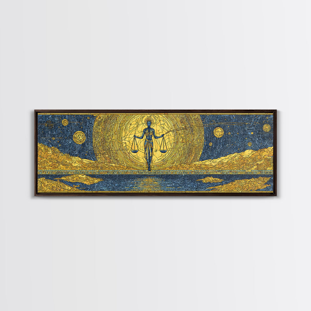 Golden Egyptian Goddess With Scales Wall Art, Ancient African Art, Black And Gold Desert Decor, Spiritual Cultural Wall Decor Gift