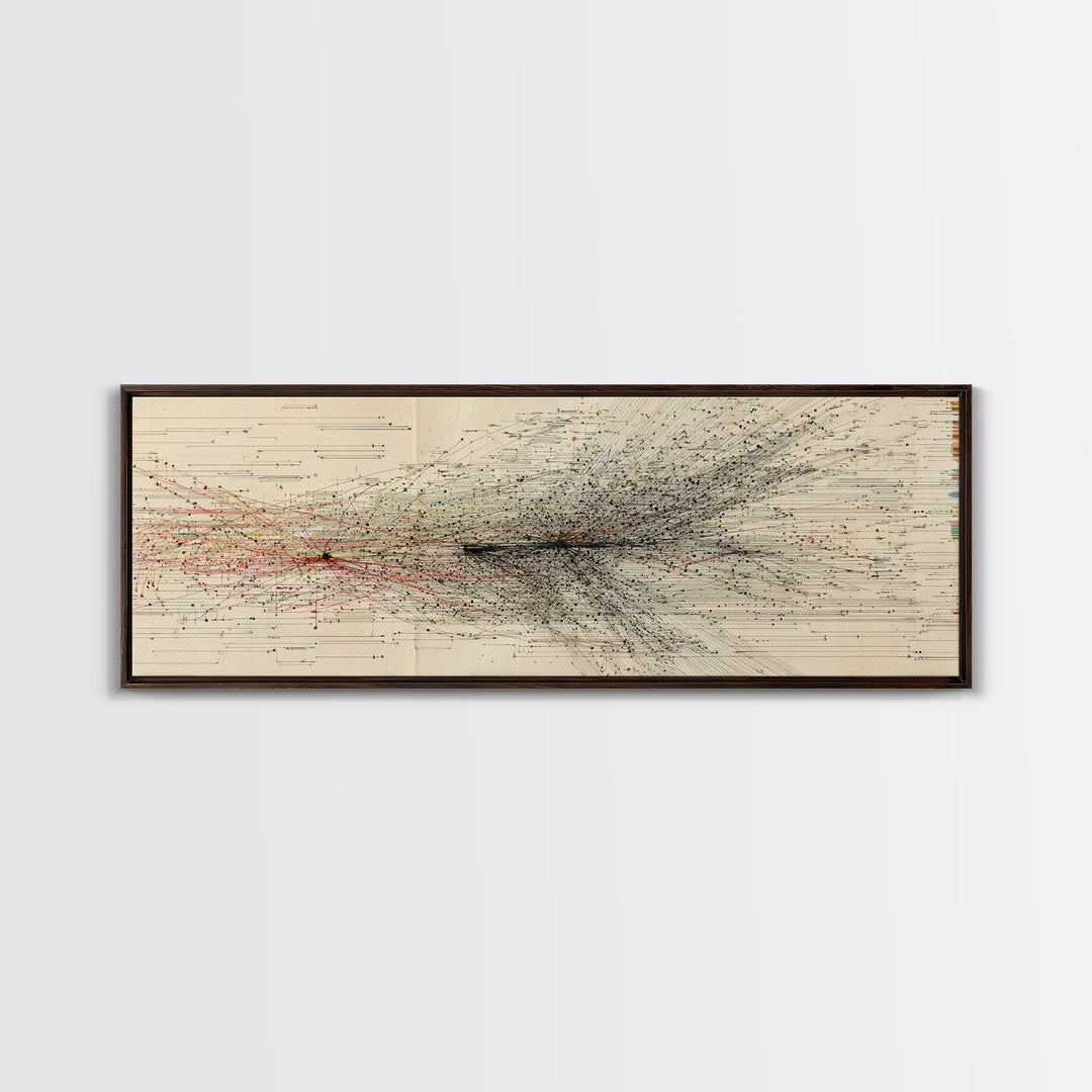 Abstract Migration Wall Art, Black And Red Particle Swarm, Minimalist Motion Drawing, Modern African Inspired Decor Canvas