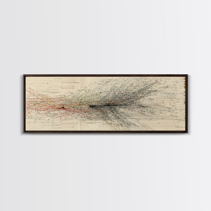 Abstract Migration Wall Art, Black And Red Particle Swarm, Minimalist Motion Drawing, Modern African Inspired Decor Canvas