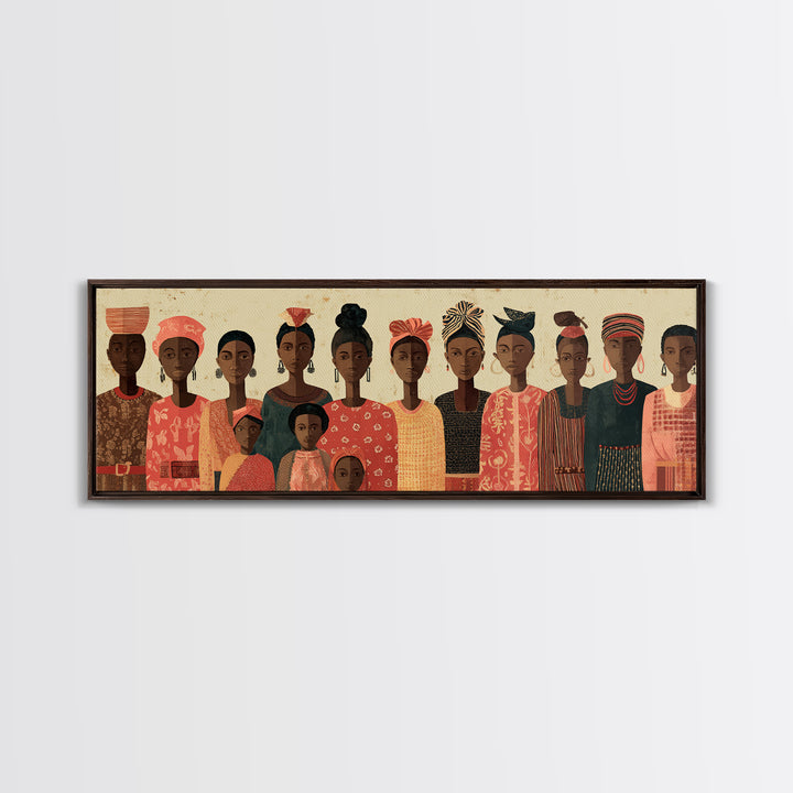 African Women Headwraps Canvas Print, Matriarch Family Portrait, Ankara Fashion Decor, Afrocentric Cultural Wall Art Gift