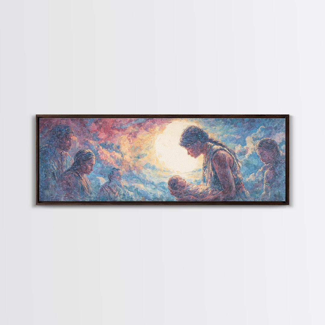 Tender Holy Family Nativity Wall Art, African American Art, Spiritual Black Family Portrait, Christian Home Decor Gift For Her