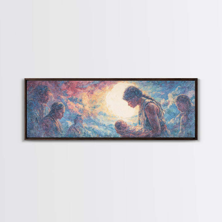 Tender Holy Family Nativity Wall Art, African American Art, Spiritual Black Family Portrait, Christian Home Decor Gift For Her