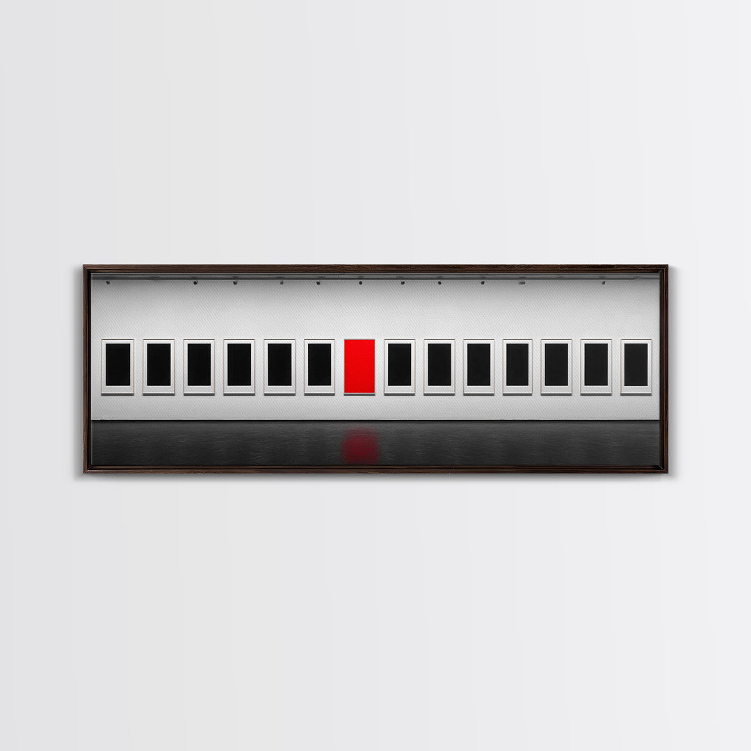 Red Frame Gallery Wall Art, Minimalist Museum Painting, Modern Abstract Wall Decor, Statement Piece For Living Room Home Decor Gift