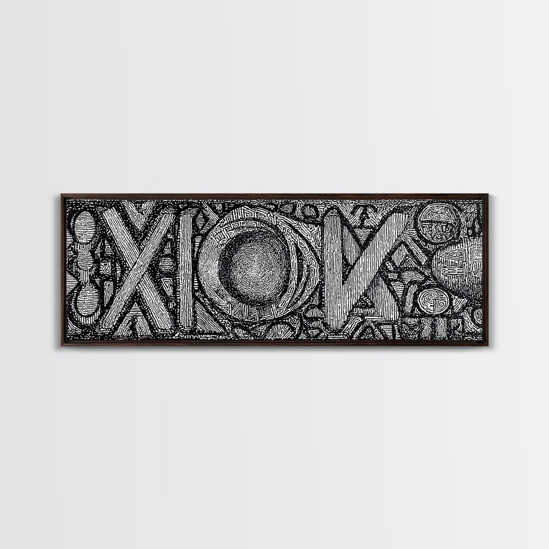Black And White Abstract African Texture Canvas Print, Tribal Geometric Wall Decor, Contemporary Afrocentric Art Print Gift