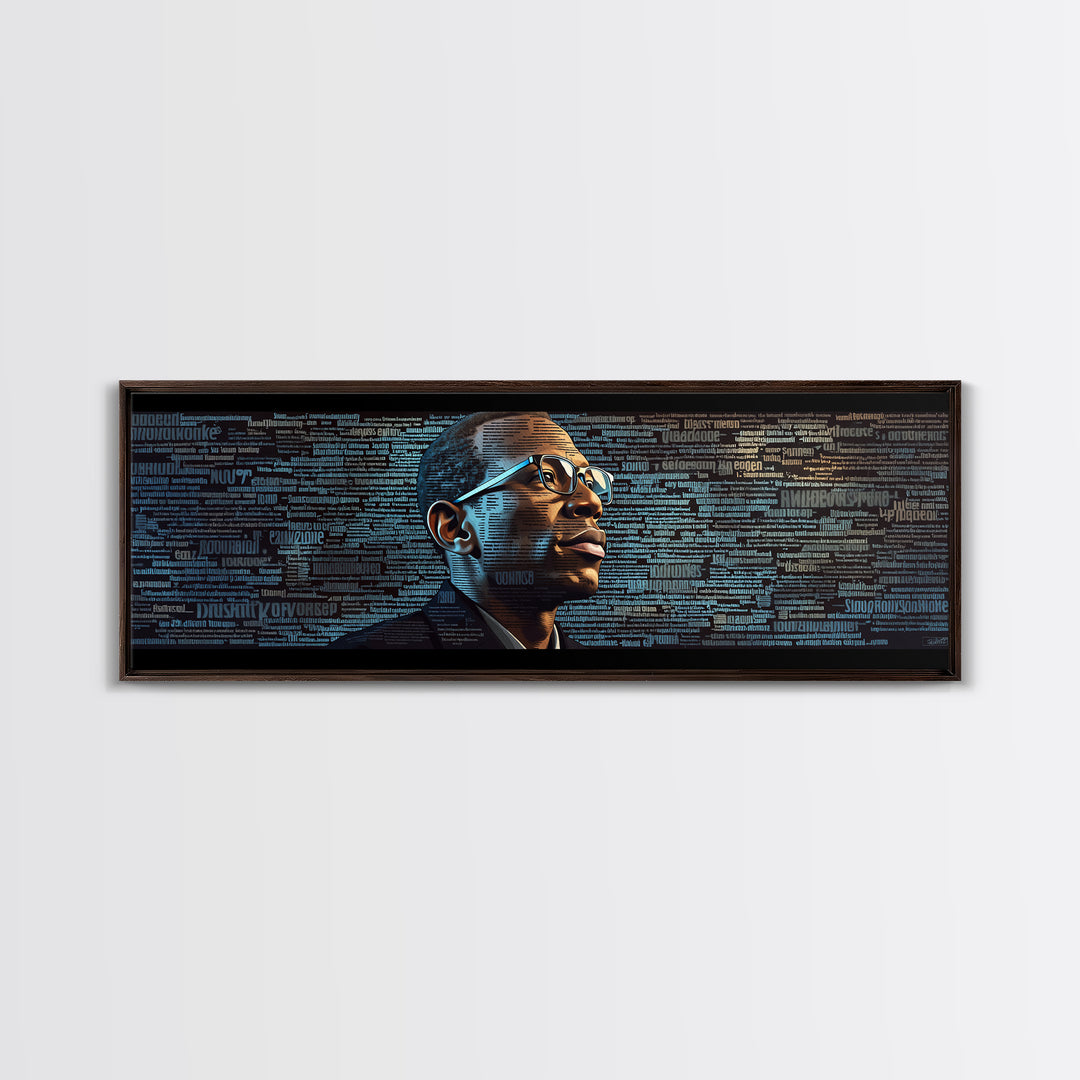 Black Man Portrait With Typographic Code Wall Art, Afrocentric Art, Modern Black Art, Office Decor, Digital Canvas Print