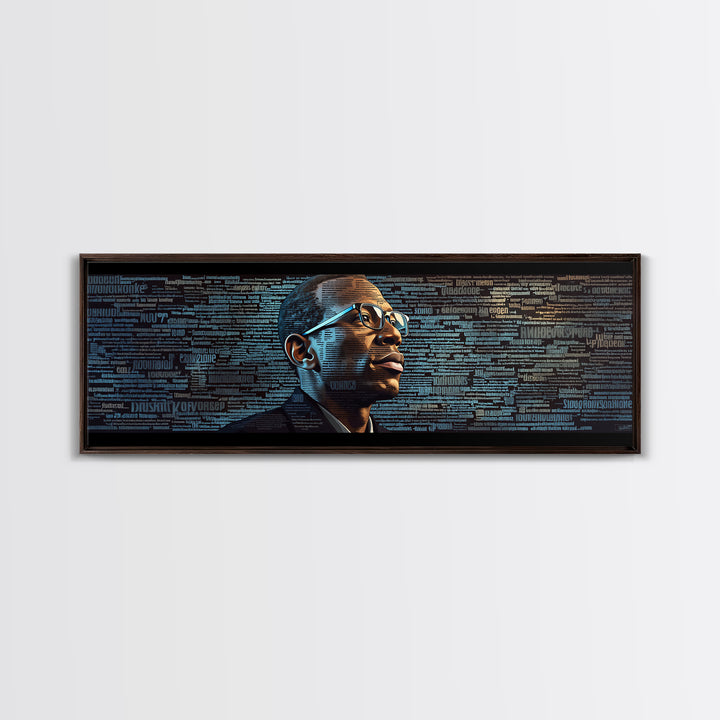 Black Man Portrait With Typographic Code Wall Art, Afrocentric Art, Modern Black Art, Office Decor, Digital Canvas Print