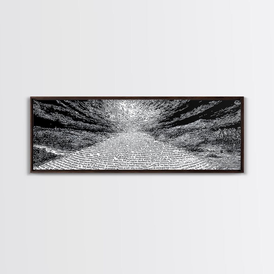 Monochrome Text Wave Abstract Wall Art, Black And White Art, Minimalist Canvas Print, Modern Office Decor, Statement Art