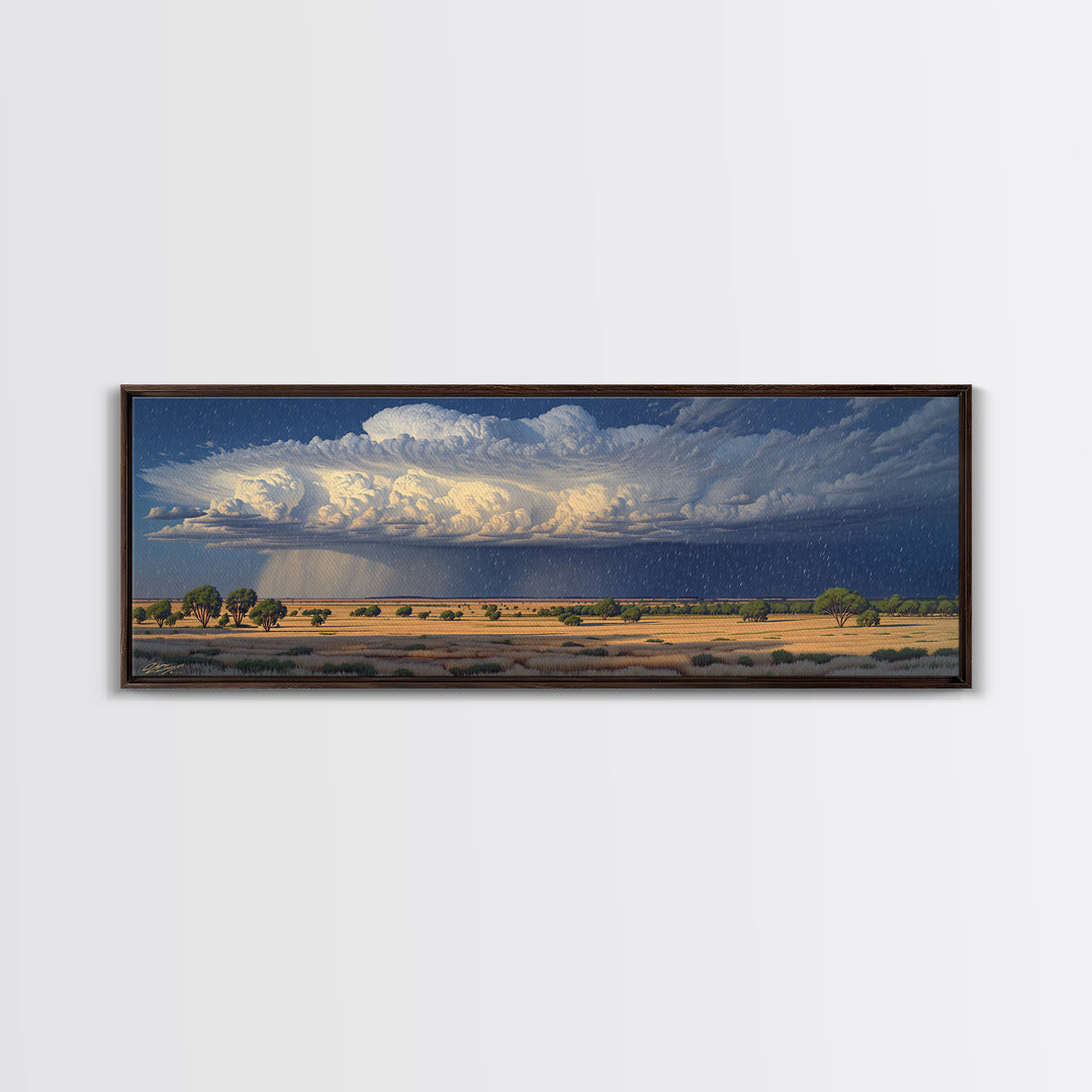 Savanna Storm Clouds With Acacia Trees Wall Art, African Safari Art, Serengeti Wall Art, Nature Scene Art, Living Room Decor