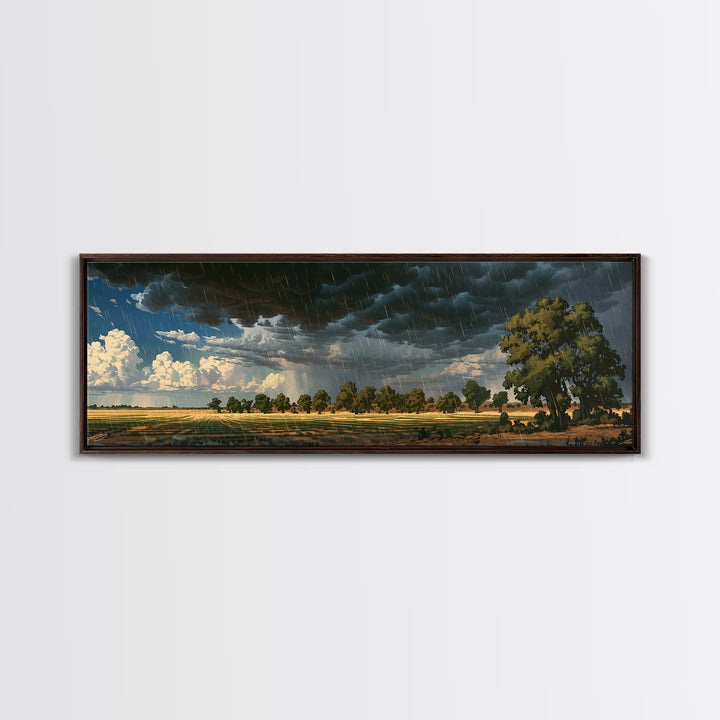 Dark Rainstorm Over Acacia Plain Canvas Print, African Landscape, African Safari Art, Nature Scene Art, Statement Wall Decor