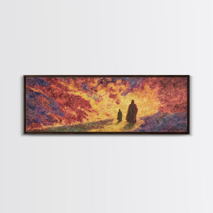 Fiery Abstract Journey Wall Art, African Inspired Orange Landscape, Dramatic Canvas Decor, Modern Statement Art Print Gift