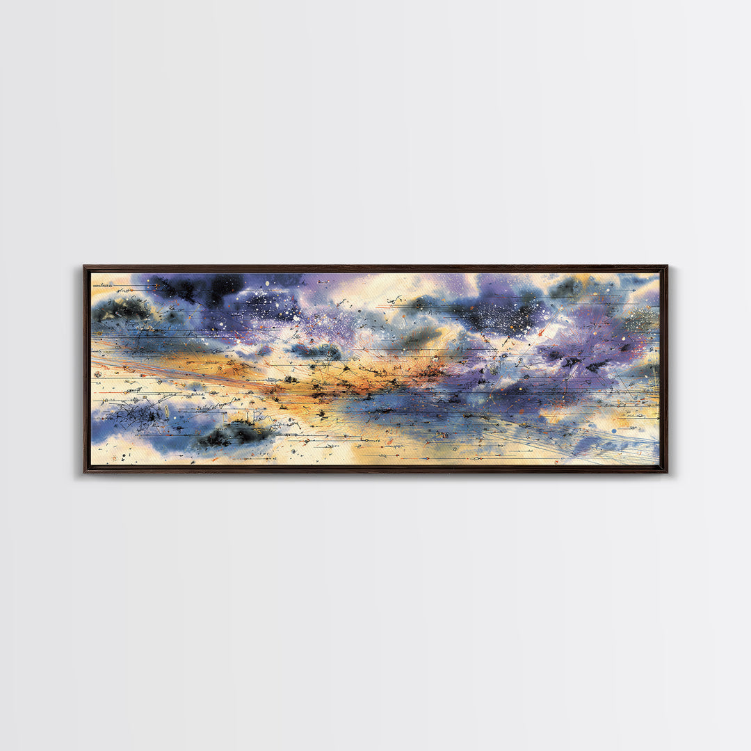 Stormy Abstract Horizon With Birds And Golden Light, African Inspired Canvas Print, Contemporary Wall Art, Elegant Home Decor
