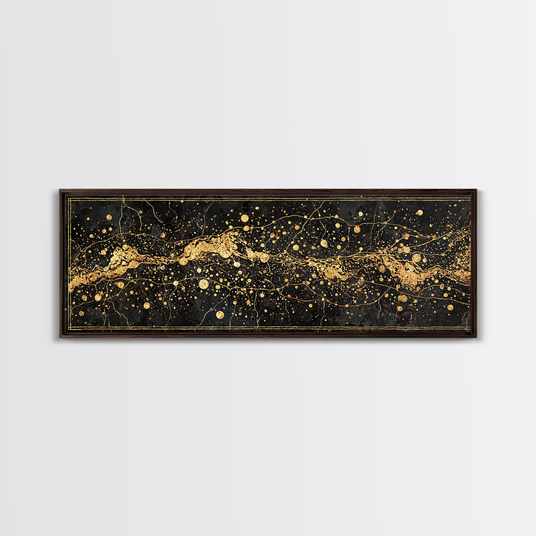 Black And Gold Abstract Splatter Wall Art, Luxury Canvas Print, Modern African Art Decor, Statement Living Room Decor, Office Decor