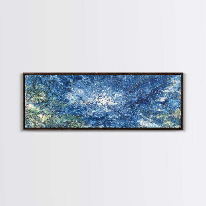 Blue White Ocean Splash Abstract Wall Art, Modern Canvas Print, Coastal African Inspired Decor, Large Living Room Art Gift