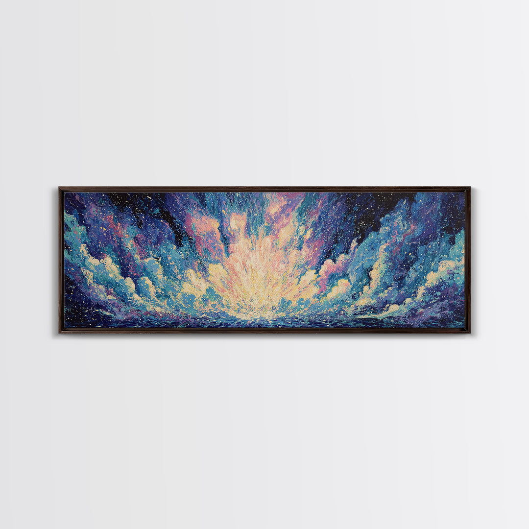Cosmic Blue Ocean Sky Canvas Print, Abstract Wall Art, Dreamy Wall Art, Modern Canvas Art, Nature Scene Art, Bedroom Decor