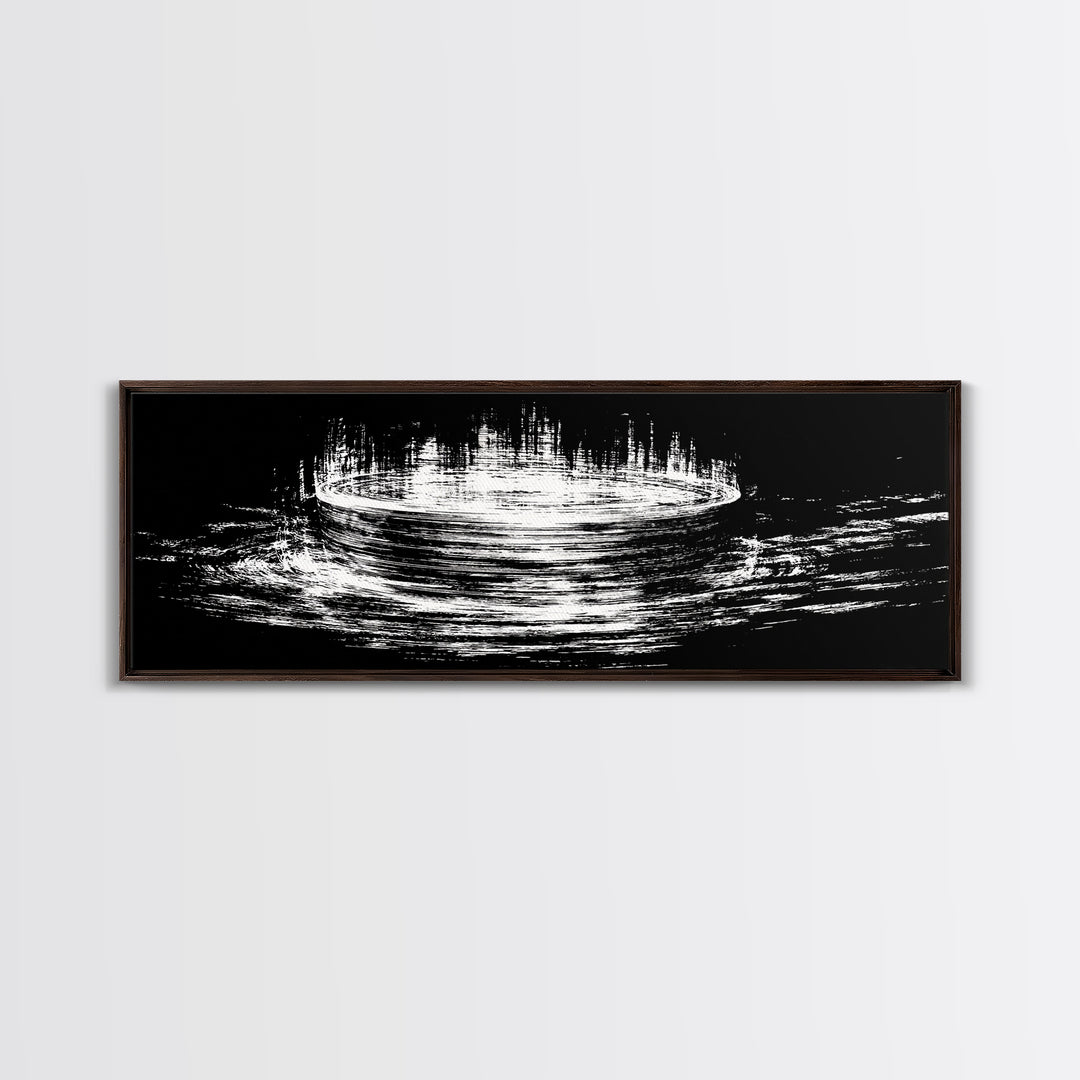 Black And White Lunar Water Ripple Wall Art, Minimalist Abstract Art, Modern Canvas Print, Meditation Room Decor, Dreamy Home Decor