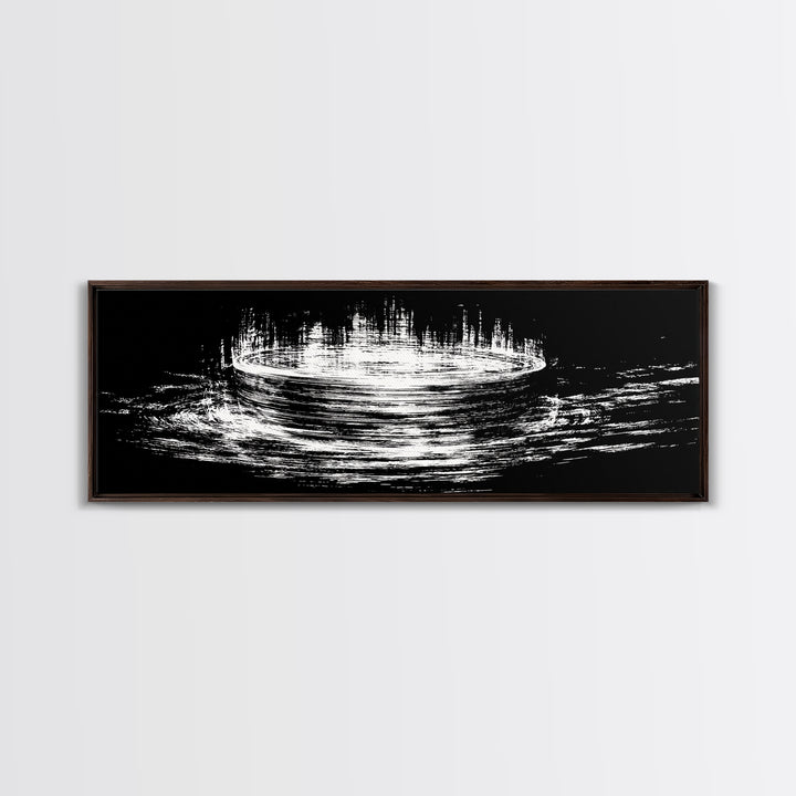 Black And White Lunar Water Ripple Wall Art, Minimalist Abstract Art, Modern Canvas Print, Meditation Room Decor, Dreamy Home Decor
