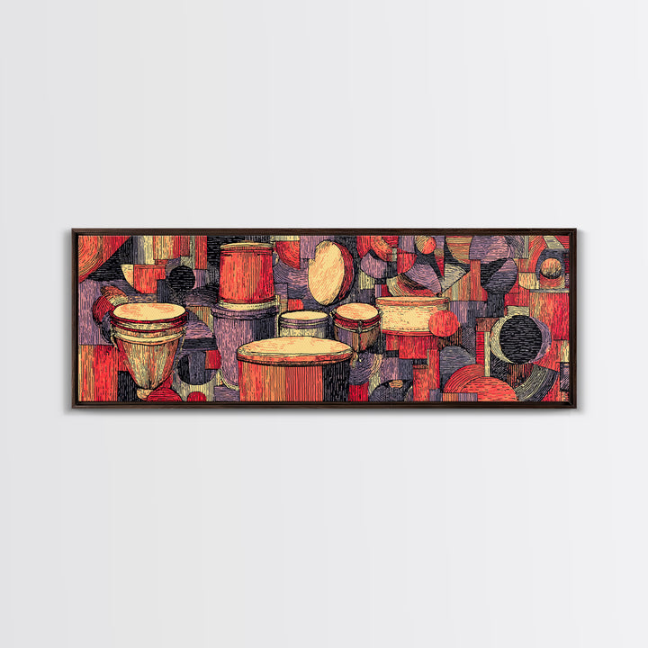 Vibrant African Drums And Tribal Percussion Wall Art, Afrocentric Music Decor, Cultural African Art Print For Living Room