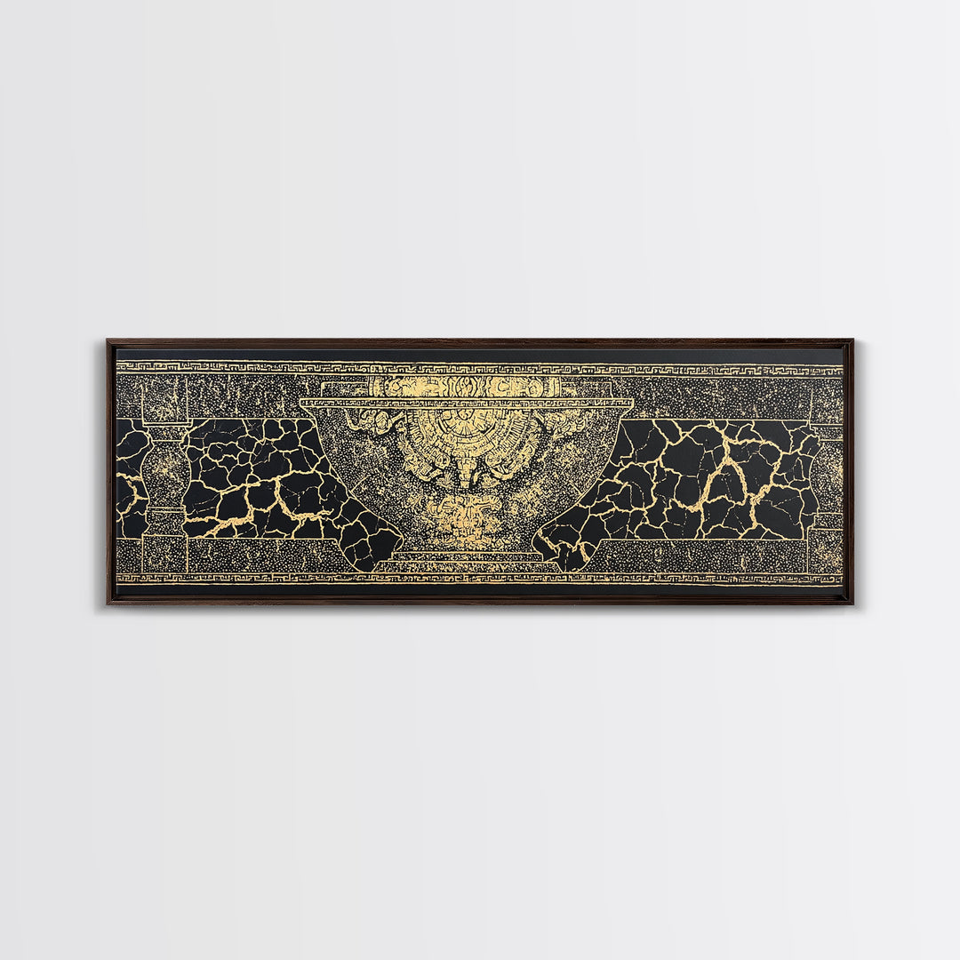 Black Gold Ancient Vessel Pattern Wall Art, Abstract Art, Luxury Canvas Art, Elegant Home Decor, Statement Wall Decor, Gift For Him