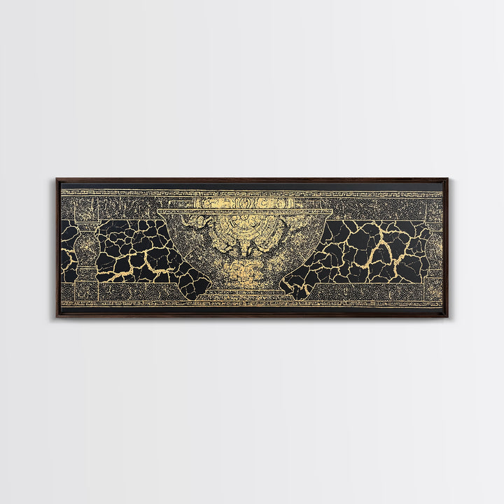 Black Gold Ancient Vessel Pattern Wall Art, Abstract Art, Luxury Canvas Art, Elegant Home Decor, Statement Wall Decor, Gift For Him