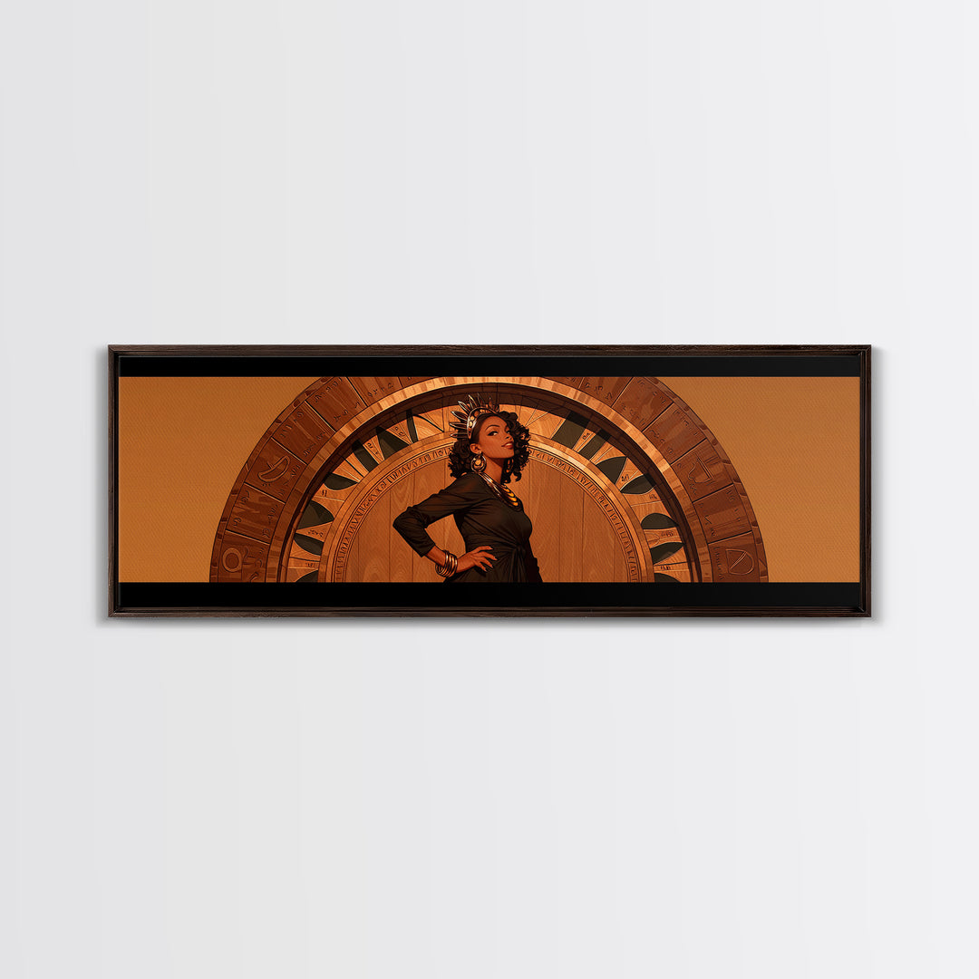 Elegant Black Woman Portrait In Orange Arch, African American Art Wall Art, Fashion Canvas Print, Stylish Home Decor Gift