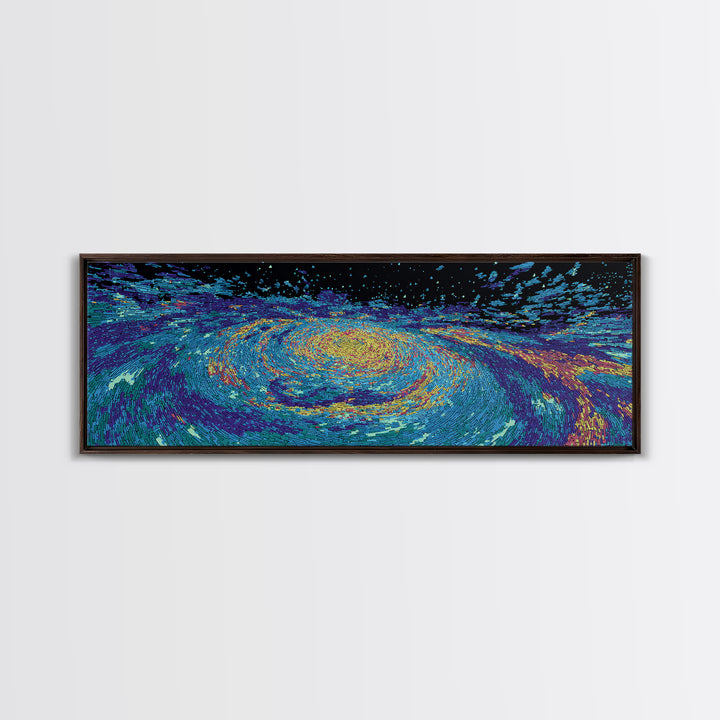 Vibrant Blue Spiral Galaxy And Starfield Canvas Print, Abstract Wall Art, Modern Cosmic Decor, Colorful Living Room Art Print