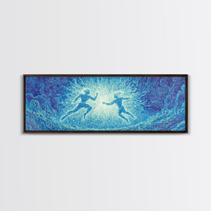 Blue Mystical Spirit Dancers In Flowing Water Wall Art, Dreamy Wall Art, Abstract Art, Modern Canvas Art, Spiritual Wall Decor